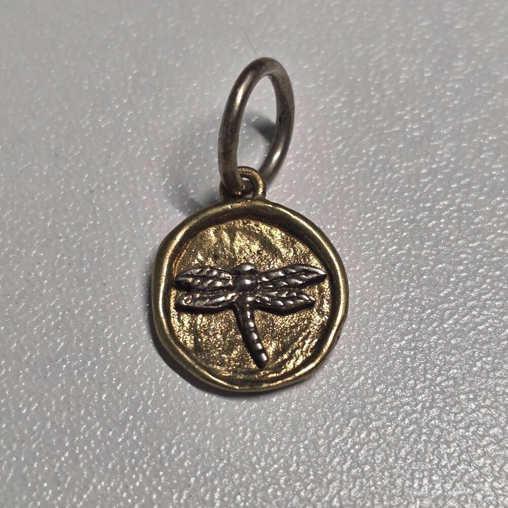 Retired Dragonfly Waxing Poetic Brass & Sterling Silver Charm